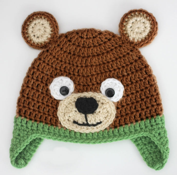 Bear crochet baby cap Beanie-Brown-1