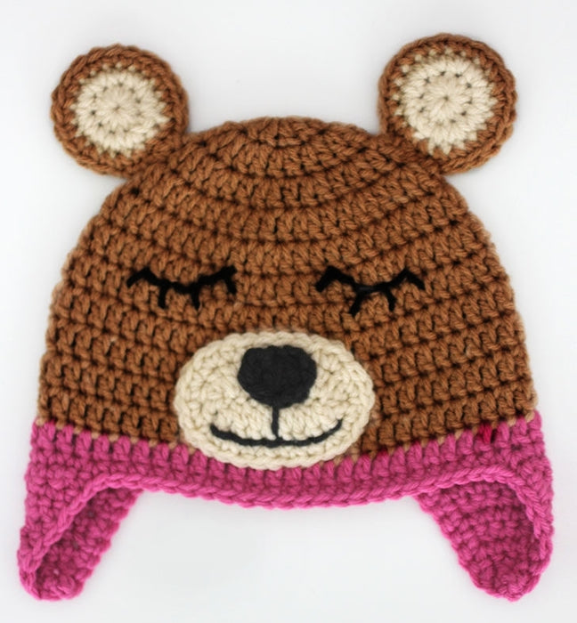 Bear crochet baby cap Beanie-Brown-2