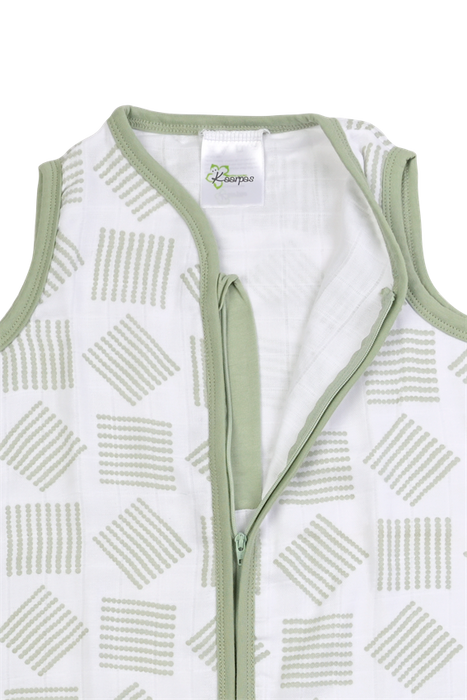 Kaarpas Premium Organic Cotton 2- Layer Muslin Baby Sleeping Bag with Charming Pattern of Line, (Sage Green)