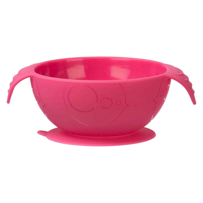 b.box Silione First Feeding Bowl Set with Spoon - Strawberry Shake Pink Orange