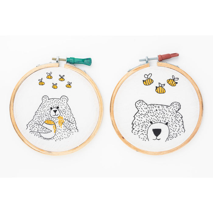 Room Decor Embroidery Hoops - Bear With Bees