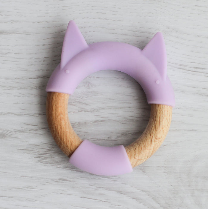 Little Rawr Wood + Silicone Teether Ring - Kitty