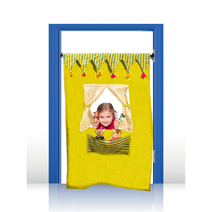 Puppet Theatre Door Curtain - The Circus Theme (Bhues Of Green)