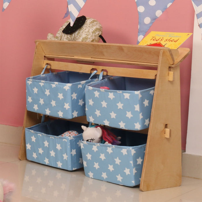 Toy Organizer with Book Shelf - Baby Blue
