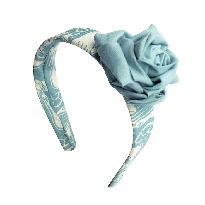 Fabric Rose Hairband - Sea Green