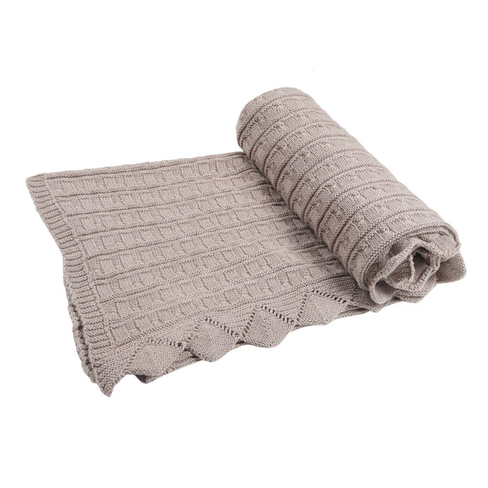 Knit Blanket- Beige Frill