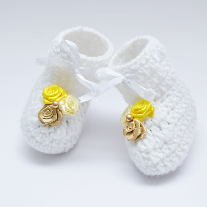 Crochet Baby Booties Woolen Booties-White-4