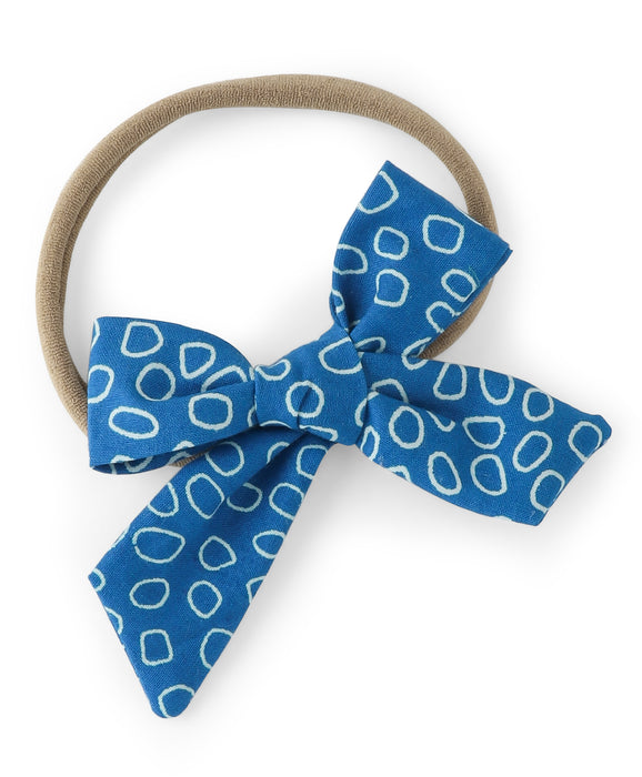Circle Print Tiny Knot Bow Headband - Blue