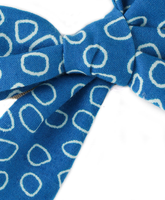 Circle Print Tiny Knot Bow Headband - Blue