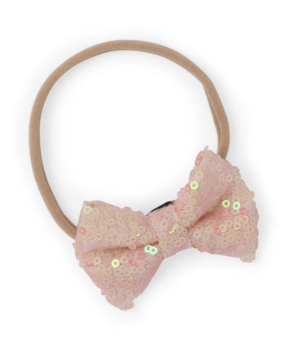 Sequinned Party Bow Headband Set- Lavender & Peach