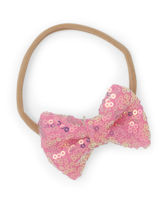 Sequinned Party Bow Headband Set- Pink & Blue