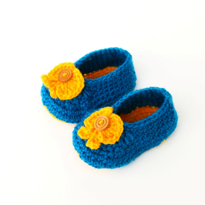 Crochet Baby Booties Woolen Booties-Sky Blue-1