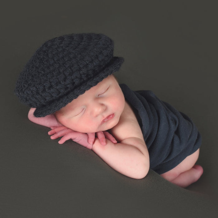 Crochet Baby Golf  Cap Beanie-Black