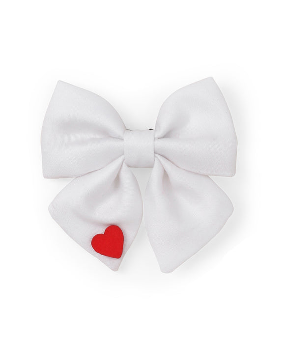 Sailor Bow With Heart Alligator Clip- White