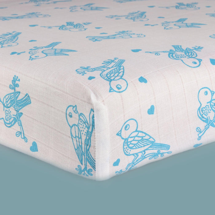 Kaarpas Premium Organic Cotton Muslin Fitted Cot Crib Sheet with Animal Theme of Sparrow (Size : 120x60 CM)