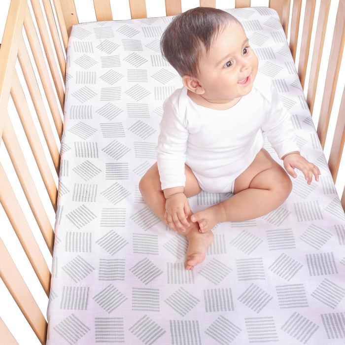 Kaarpas Premium Organic Cotton Muslin Fitted Cot Crib Sheet with Charming Patterns of Lines (Size : 120x60 CM)