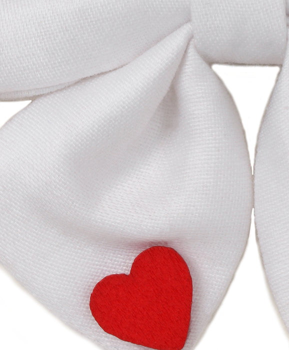 Sailor Bow With Heart Alligator Clip- White