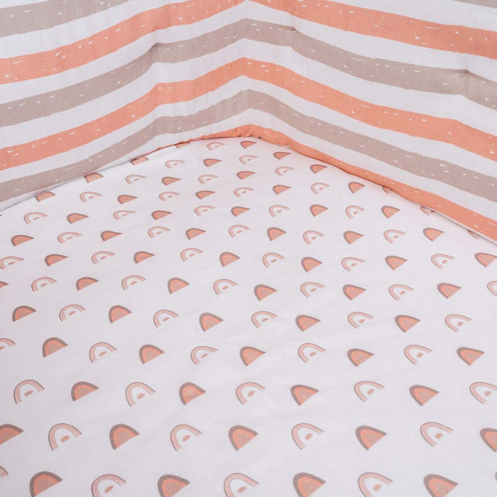 Organic Fitted Cot Sheet- Rainbow
