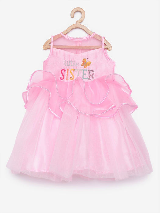 Little Sister Pink Ruffle Gown