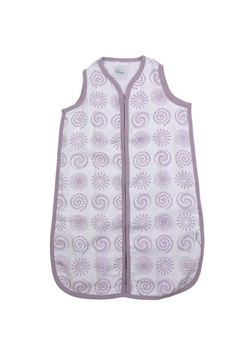Kaarpas Premium Organic Cotton 2- Layer Muslin Baby Sleeping Bag with Charming Pattern of Circle, (Pastel Purple)