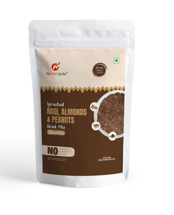 Nutribud Foods Sprouted Ragi, Almonds & Peanuts Drink Mix (Chocolate)