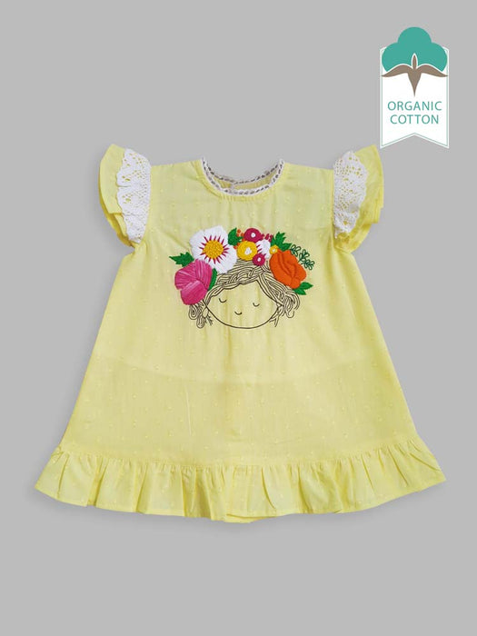 Keebee Organic Cotton White Embroidered Girls Dress - Blossom