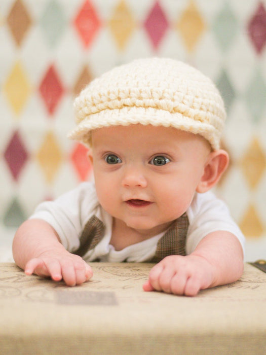 Crochet Baby Golf  Cap Beanie-Brown