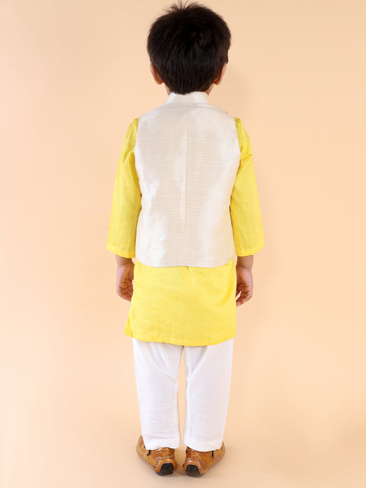 Embroidered Jacket With Yellow Kurta