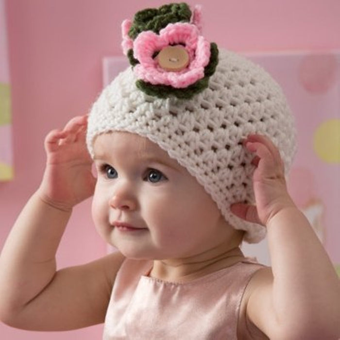 Crochet Baby Cap Beanie-White