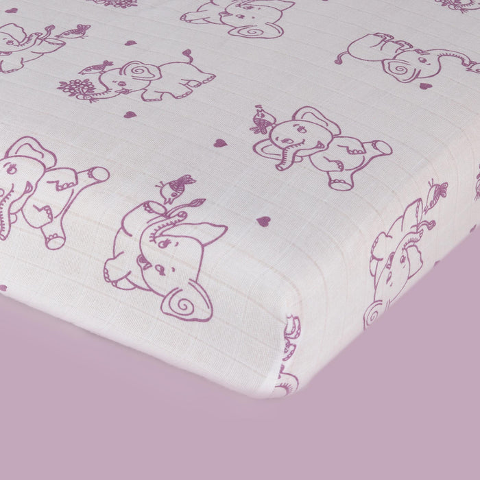 Kaarpas Premium Organic Cotton Muslin Fitted Cot Crib Sheet with Animal Theme of Elephant (Size : 120x60 CM)