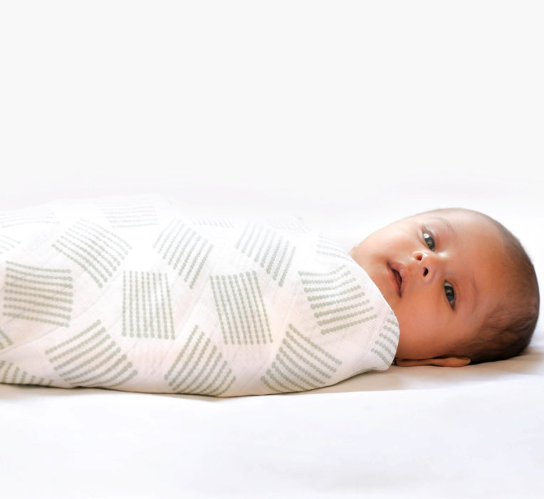 Kaarpas Premium Organic Cotton Muslin Baby Wrap Swaddle with Charming Patterns of Lines & Circles, Pack of 2, (Large 120x120 CM)