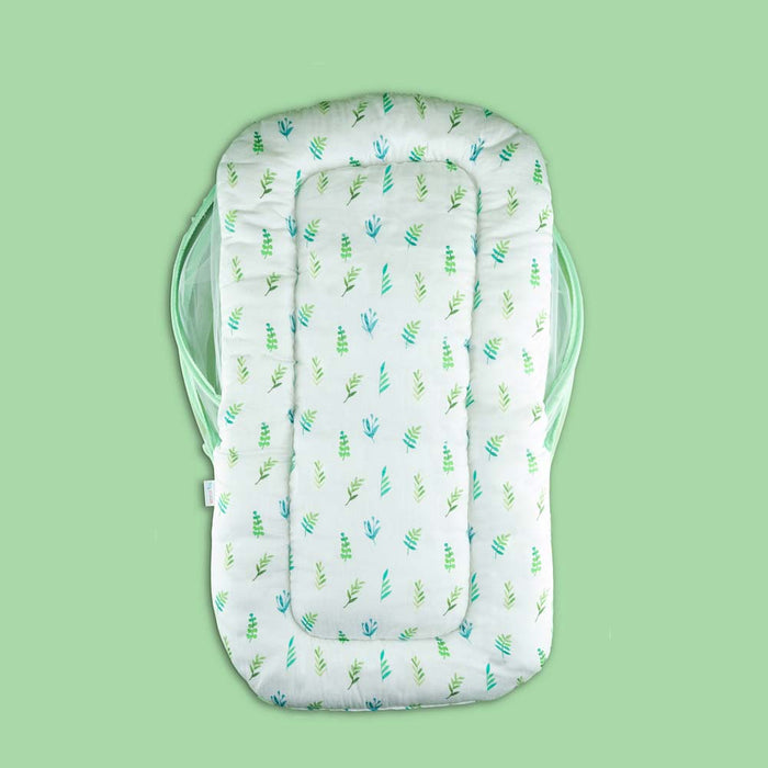 Organic Baby Mattress with Net- Leaves