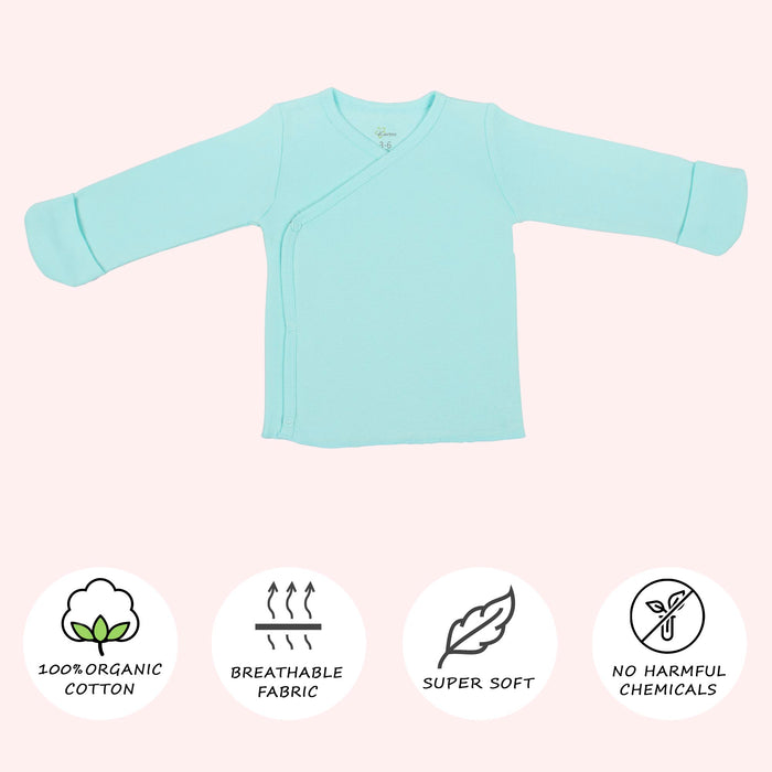 Kaarpas Premium Organic Cotton Front Open Side Snap Long | Full Sleeves T-Shirt | Jhabla, Turquoise