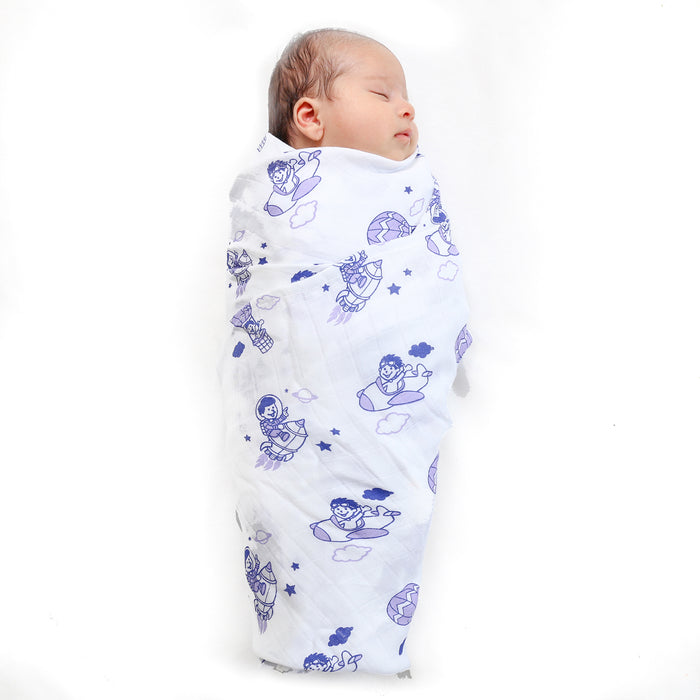 Kaarpas Premium Organic Cotton Muslin Baby Wrap Swaddle with Sky Theme of Parachute, (Large 120x120 CM)