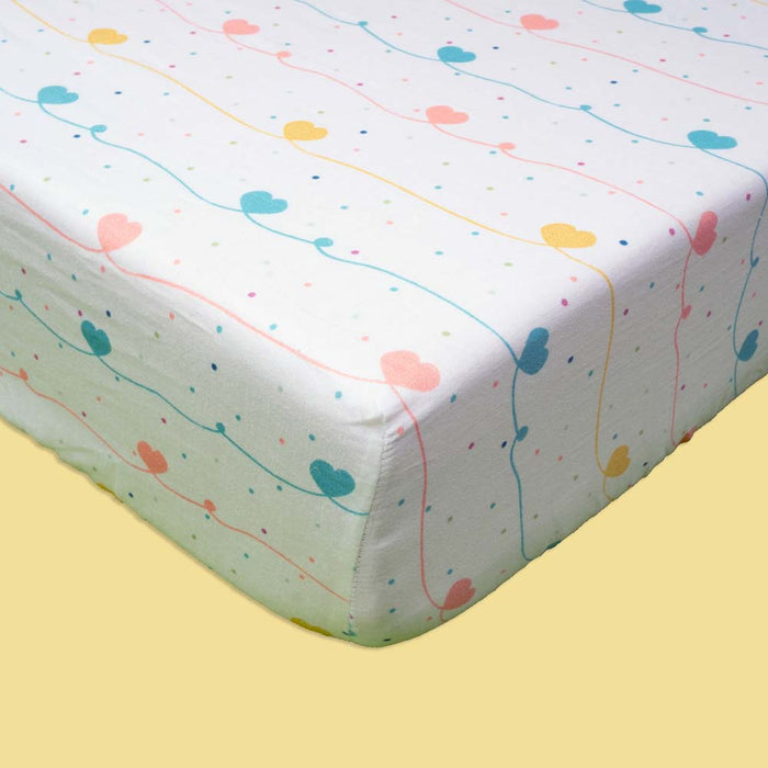 Organic Fitted Cot Sheet- Hearts