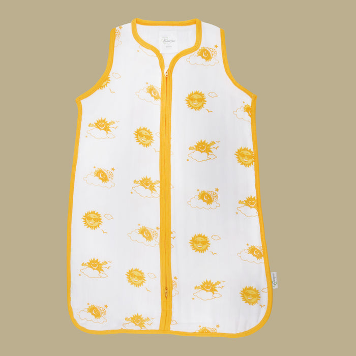 Premium Organic Cotton 2- Layer Muslin Baby Sleeping Bag with Sky Theme of Sun, (Size : 70X52cm)