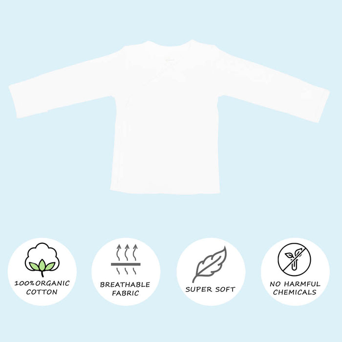 Kaarpas Premium Organic Cotton Front open Side snap Long | Full sleeves T-Shirt | Jhabla, White