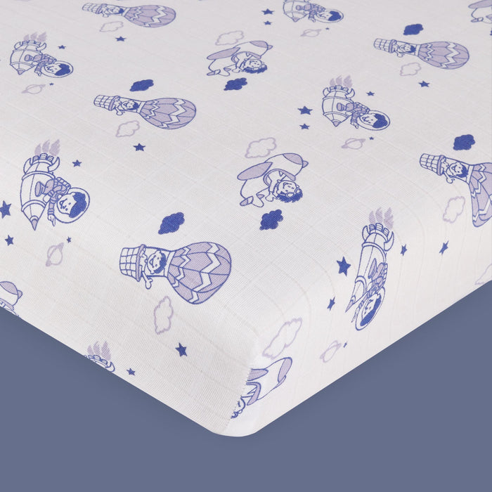 Kaarpas Premium Organic Cotton Muslin Fitted Cot Crib Sheet with SkyTheme of Parachute (Size : 120x60 CM)