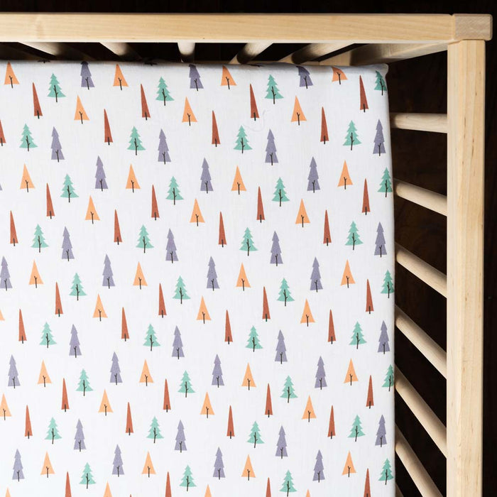 Organic Fitted Cot Sheet- Trees