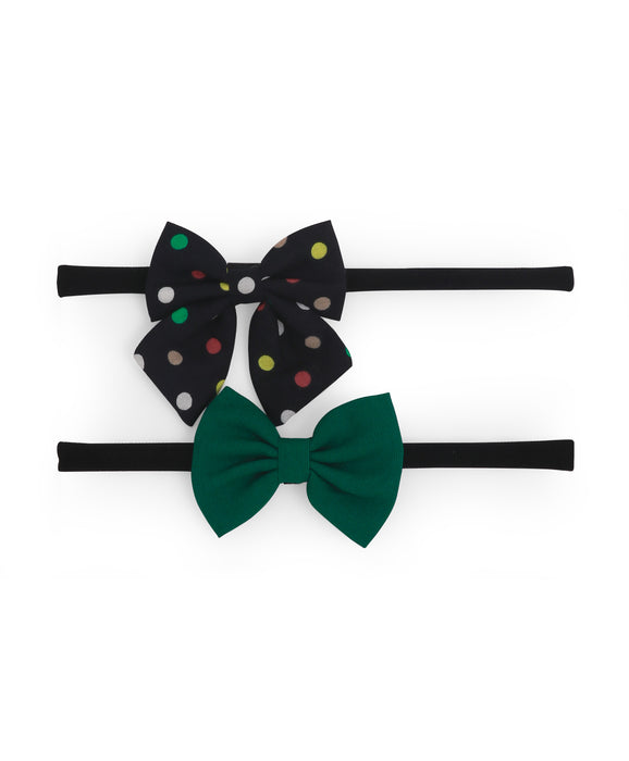 Petite Polka Dots Headband Set - Black & Green