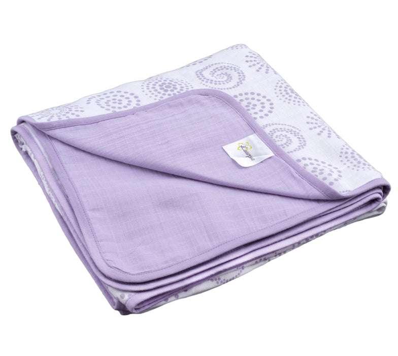 Kaarpas Premium Organic Cotton Muslin 3 Layered Quilt Blanket with Charming Patterns of Circles, (Large : 120x120 CM)