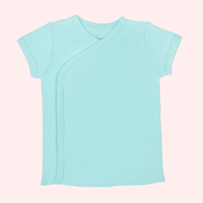 Kaarpas Premium Organic Cotton Front open Side snap Half | Short sleeves T-Shirt | Jhabla, Turquoise