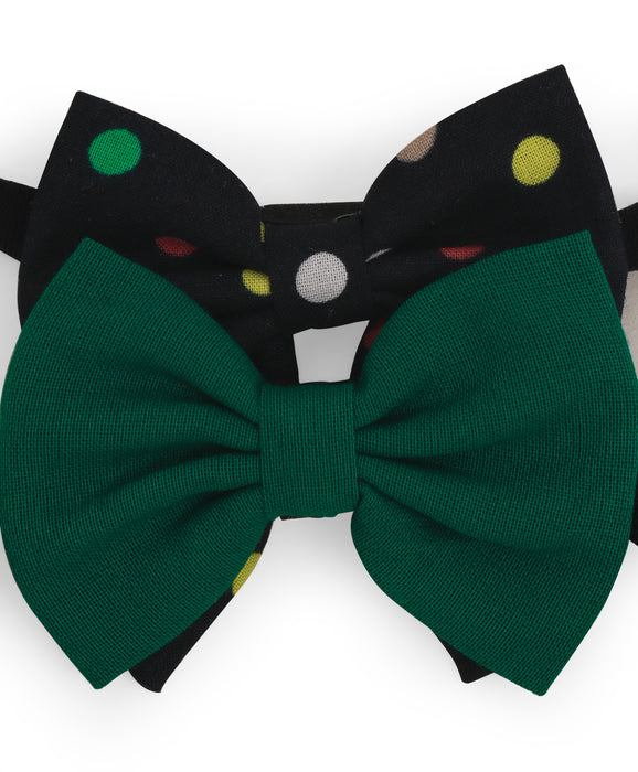Petite Polka Dots Headband Set - Black & Green