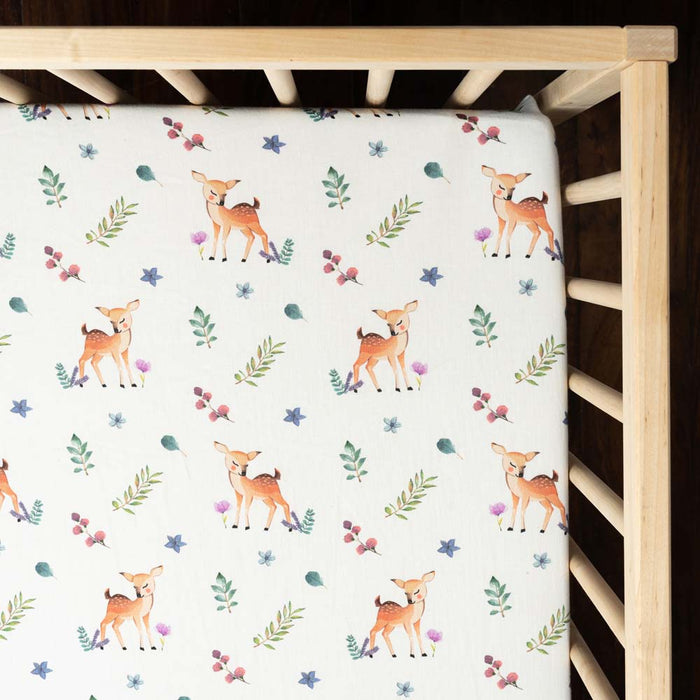 Organic Fitted Cot Sheet- Deer