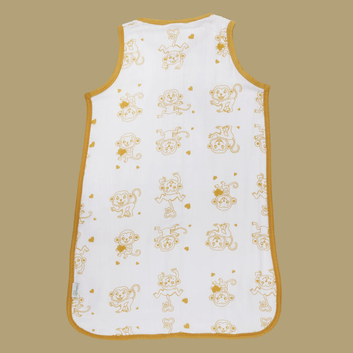 Premium Organic Cotton 2- Layer Muslin Baby Sleeping Bag with Adorable Animal Monkey Print, (Size : 70X52cm)