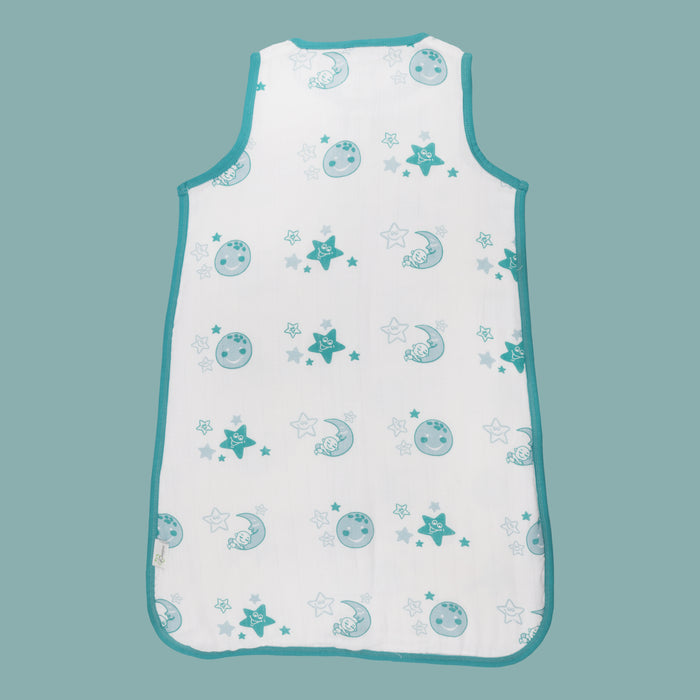 Premium Organic Cotton 2- Layer Muslin Baby Sleeping Bag with Sky Theme of Moon & Earth, (Size : 70X52cm)