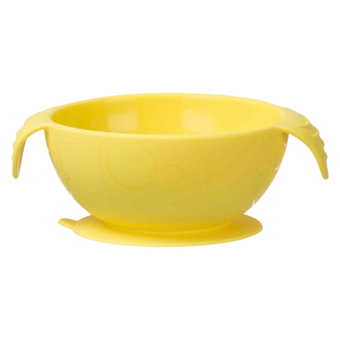 b.box Silione First Feeding Bowl Set with Spoon - Lemon Sherbet Yellow Grey