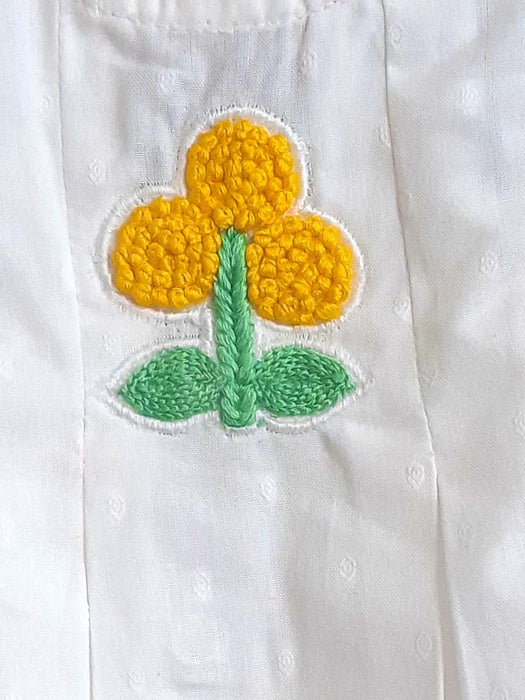 Keebee Organic Cotton White Embroidered Girls Dress - Marigold
