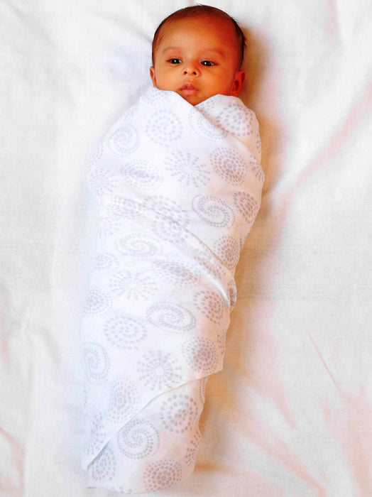 Kaarpas Premium Organic Cotton Muslin Baby Wrap Swaddle with Charming Patterns of Circles, Pack of 1, (Medium 92x92 CM)