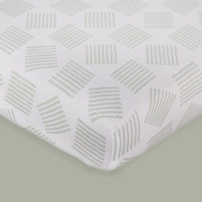 Kaarpas Premium Organic Cotton Muslin Fitted Cot Crib Sheet with Charming Patterns of Lines (Size : 132x68 CM)